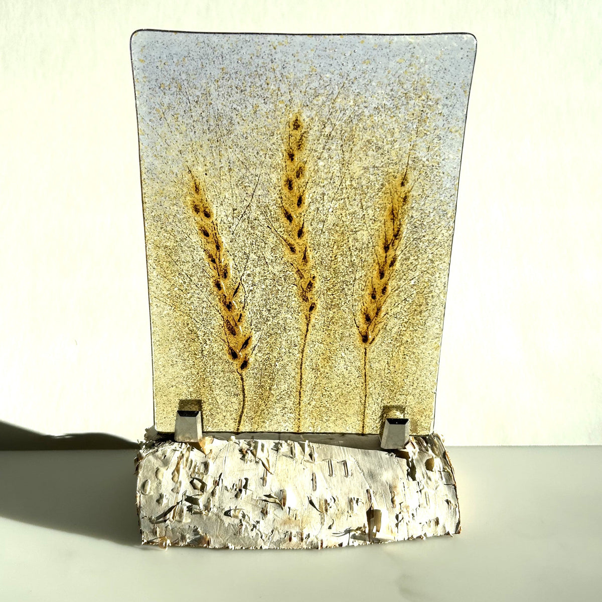 Fused Glass Suncatcher Standup - Wheat - by Heather Dawson