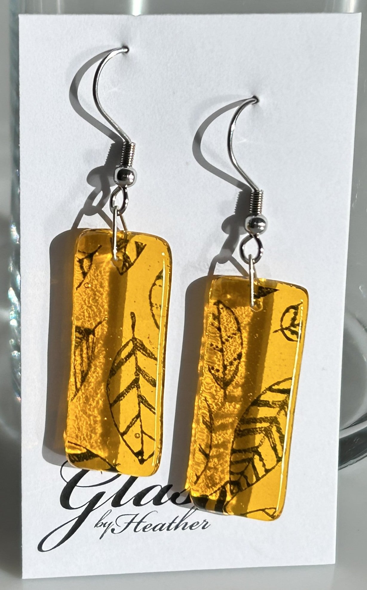 Glass Leaf Earrings - by Heather Dawson