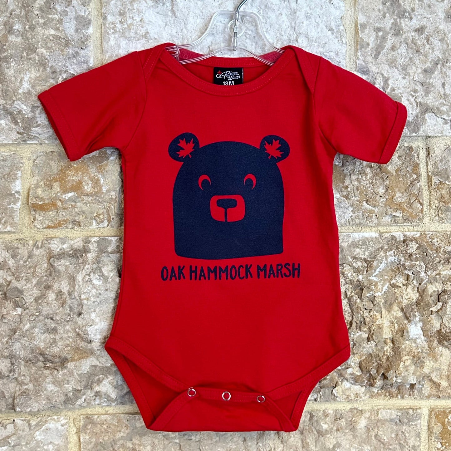 Ohm Bear Leaf Ears Red Onesie