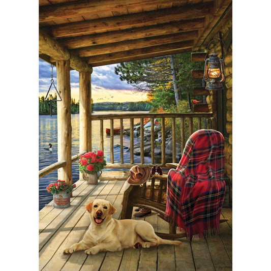 Cobble Hill Tray Puzzle - Lake Cabin Labrador