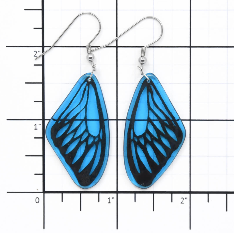 Turquoise Glass Butterfly Wing Earrings - by Heather Dawson