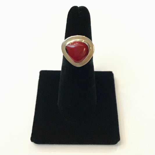 Red Coral Silver Ring