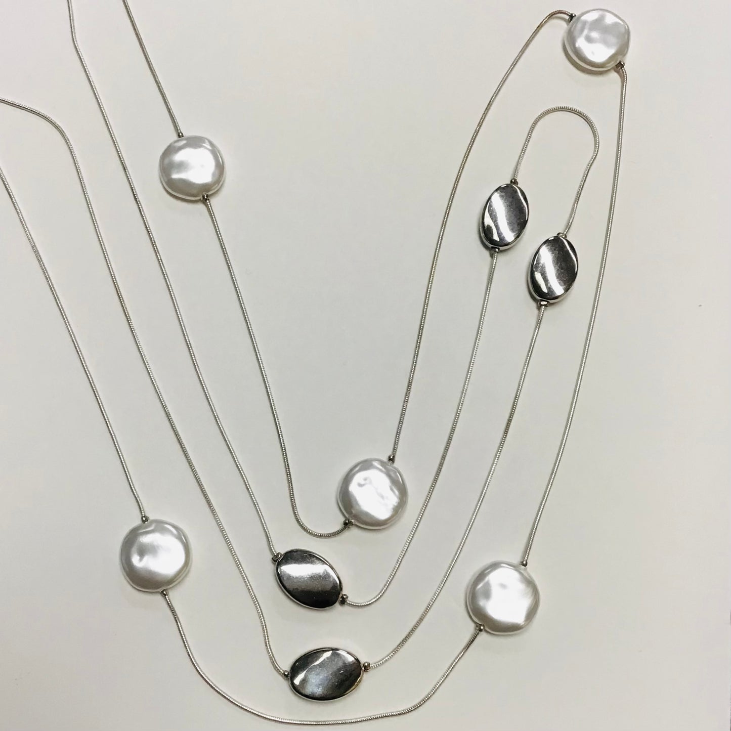 Carmel Fashion Necklace - Faux Pearls/Silver Beads