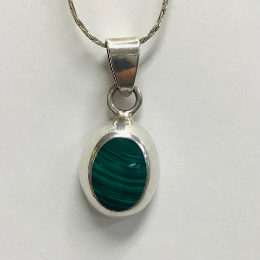 Small Silver 925 Pendants - Malachite