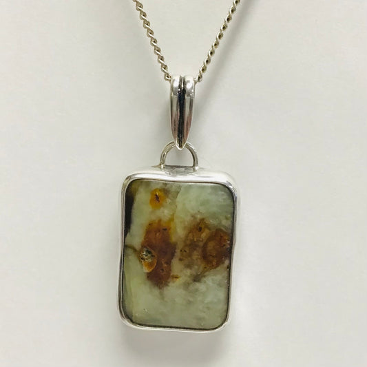 Large 925 Silver Pendants - Beige stone