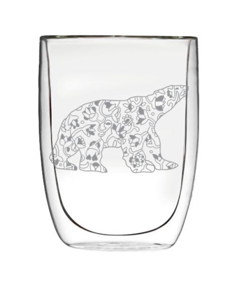 Indigenous Art Double-Wall Glass - Dawn Oman Spring Bear