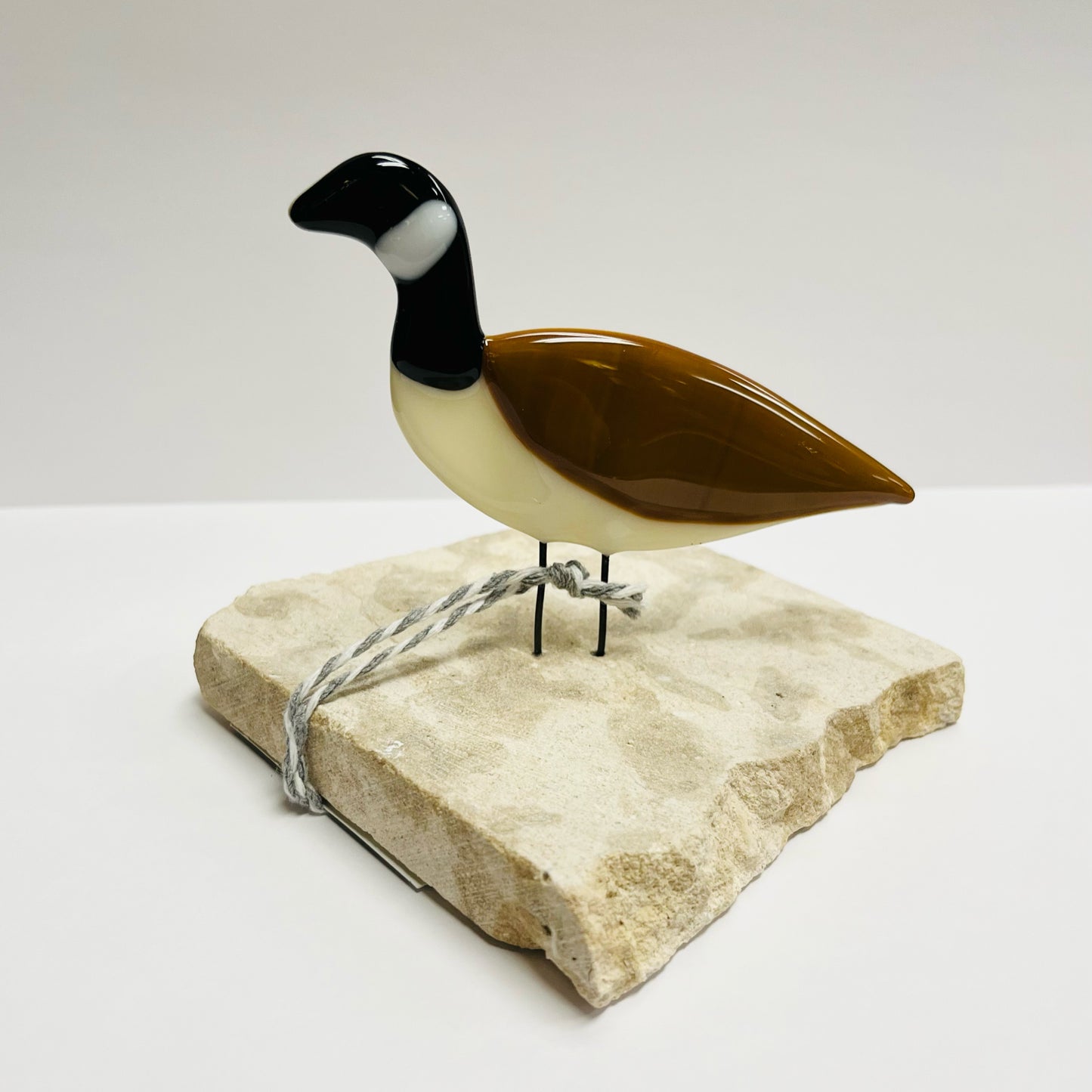 Fused Glass Birds on Tyndal Stone - Canada Goose