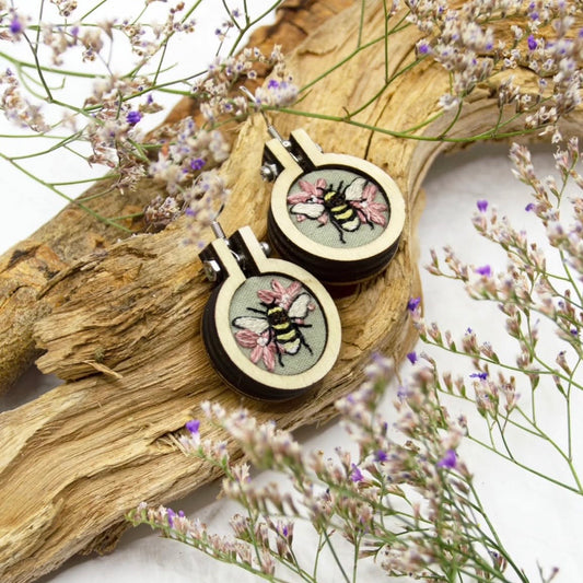 Embroidery Earrings Bees