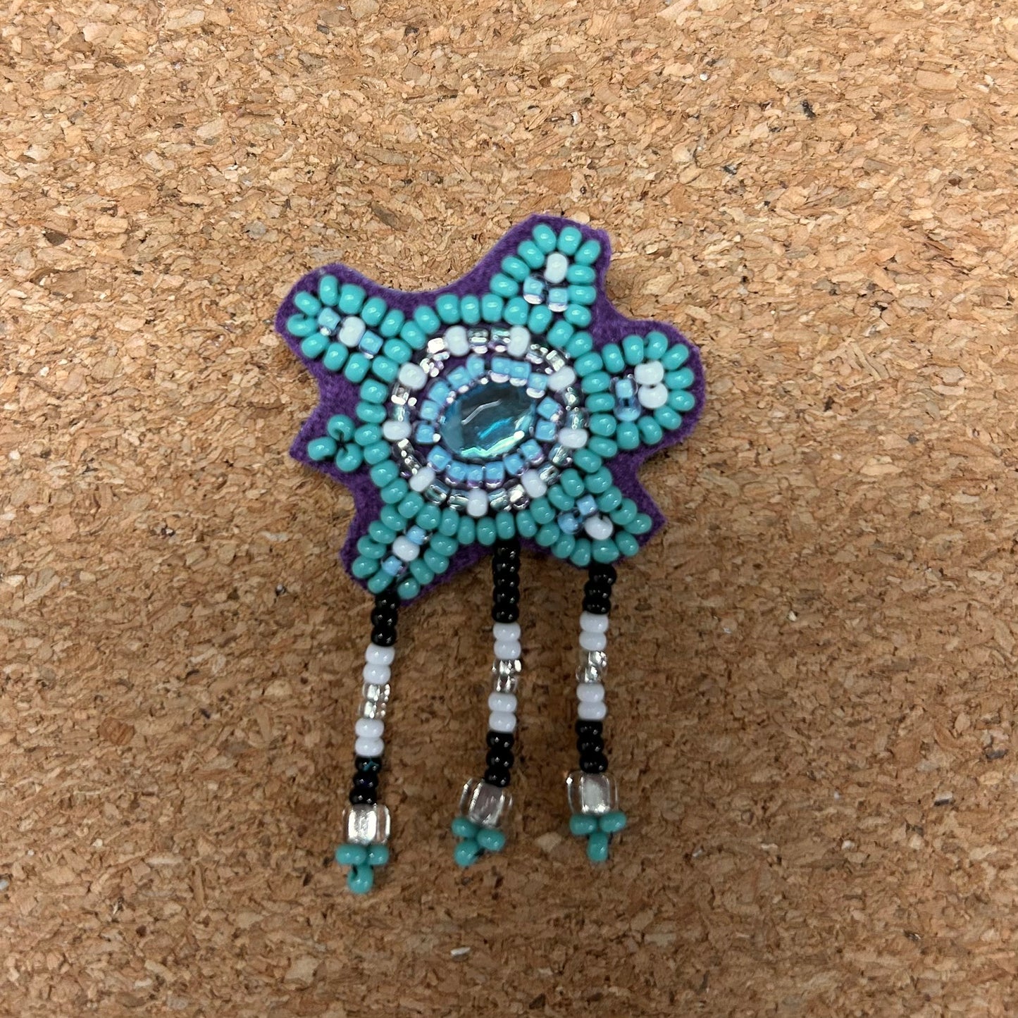 Beaded Light Blue Turtle Pin
