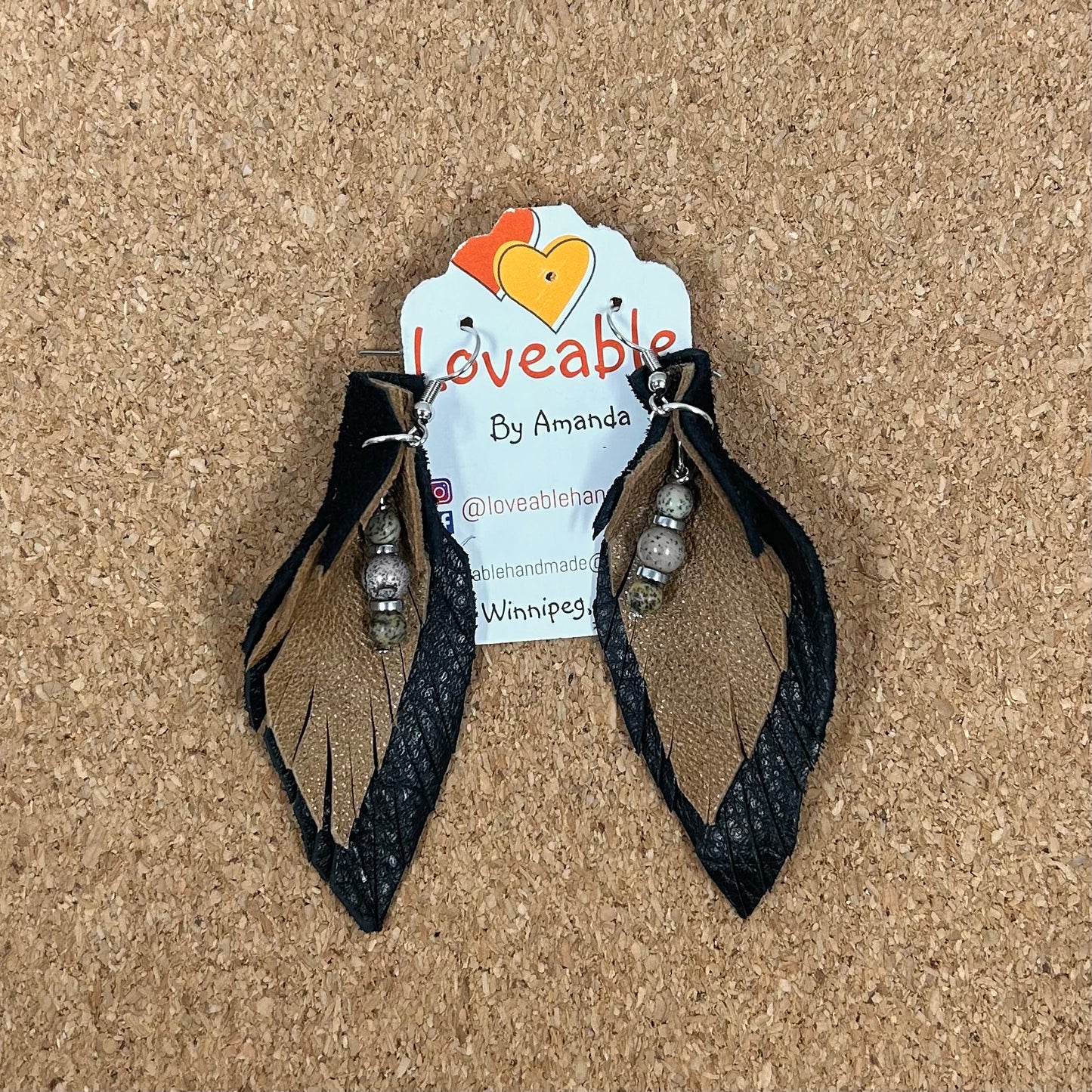 Crazy Horse Jasper Leather Earrings