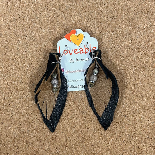 Crazy Horse Jasper Leather Earrings