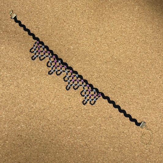 Pink Beaded Choker Necklace