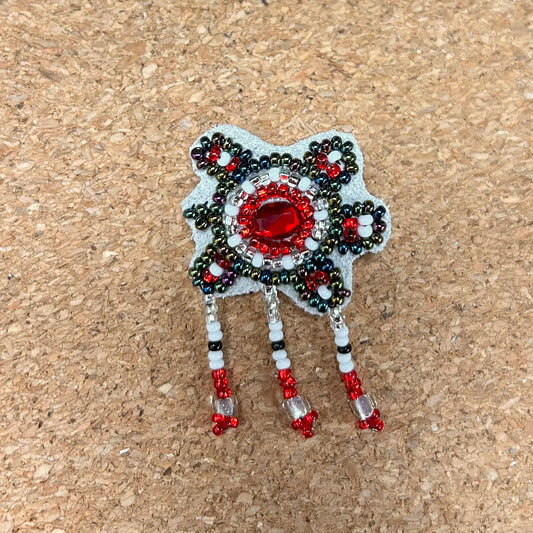 Beaded Red Turtle Pin