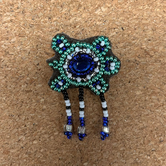 Beaded Dark Blue  Turtle Pin