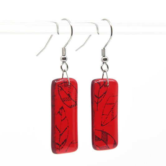 Glass Leaf Earrings - by Heather Dawson