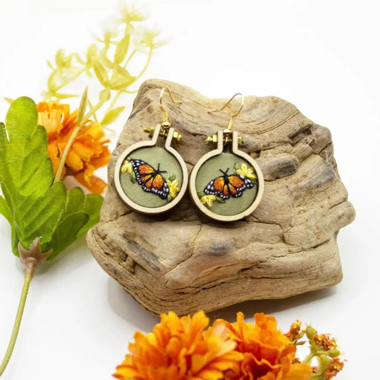 Embroidery Earrings Monarchs