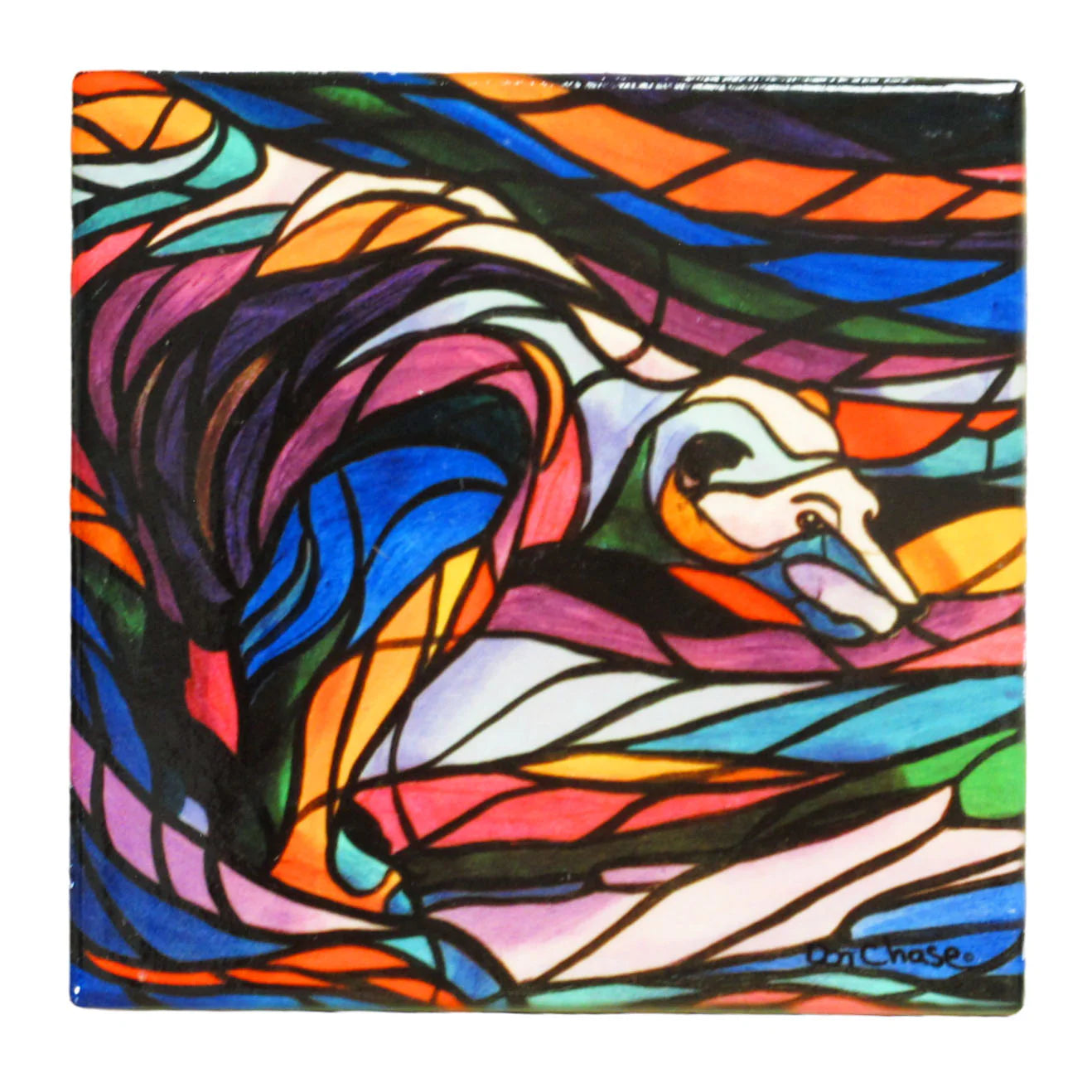 Indigenous Art Ceramic Tile -  Don Chase Salmon Hunter Trivet