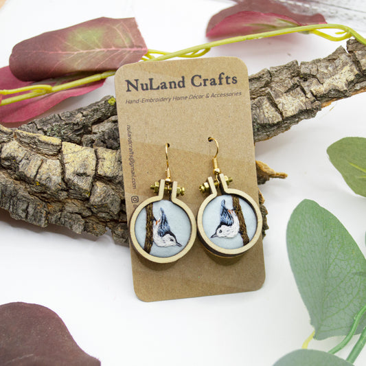 Embroidery Earrings Nuthatch