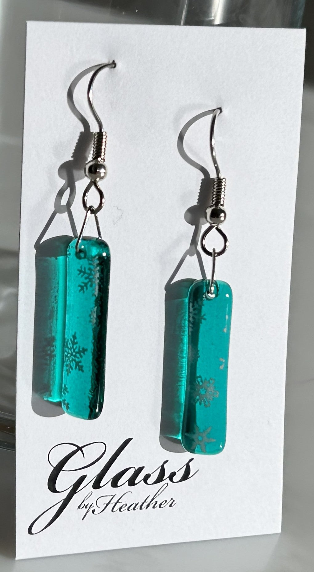 Glass Snowflake Earrings - by Heather Dawson