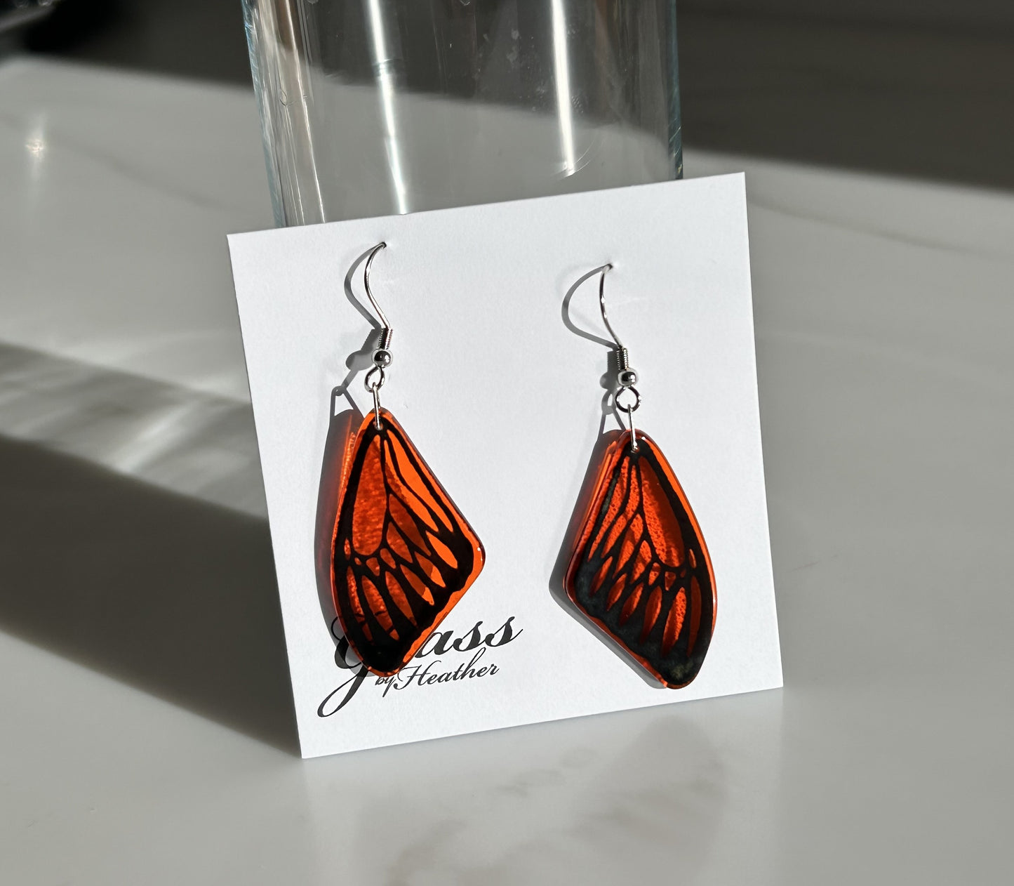 Glass Butterfly Wing Earrings - by Heather Dawson