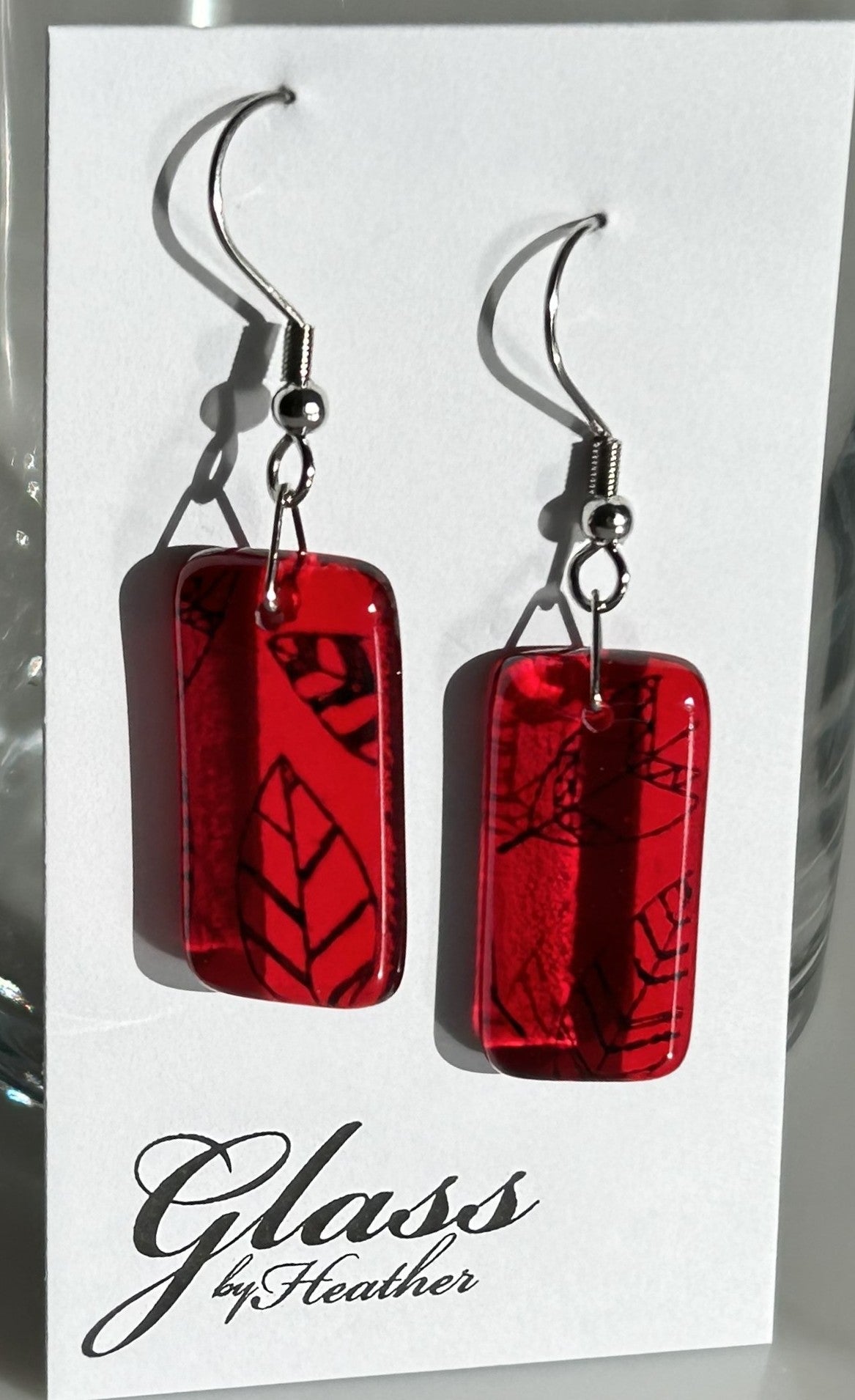 Glass Leaf Earrings - by Heather Dawson