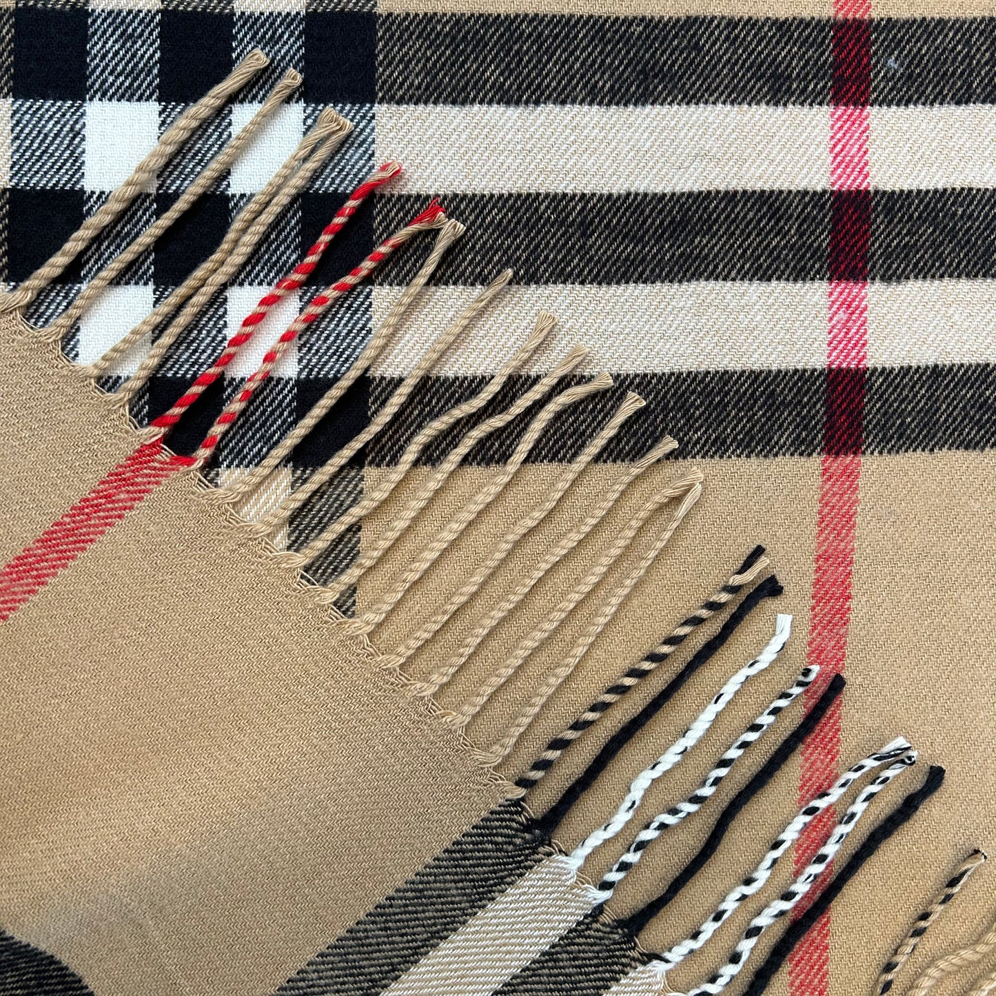 Beige Plaid Winter Scarf