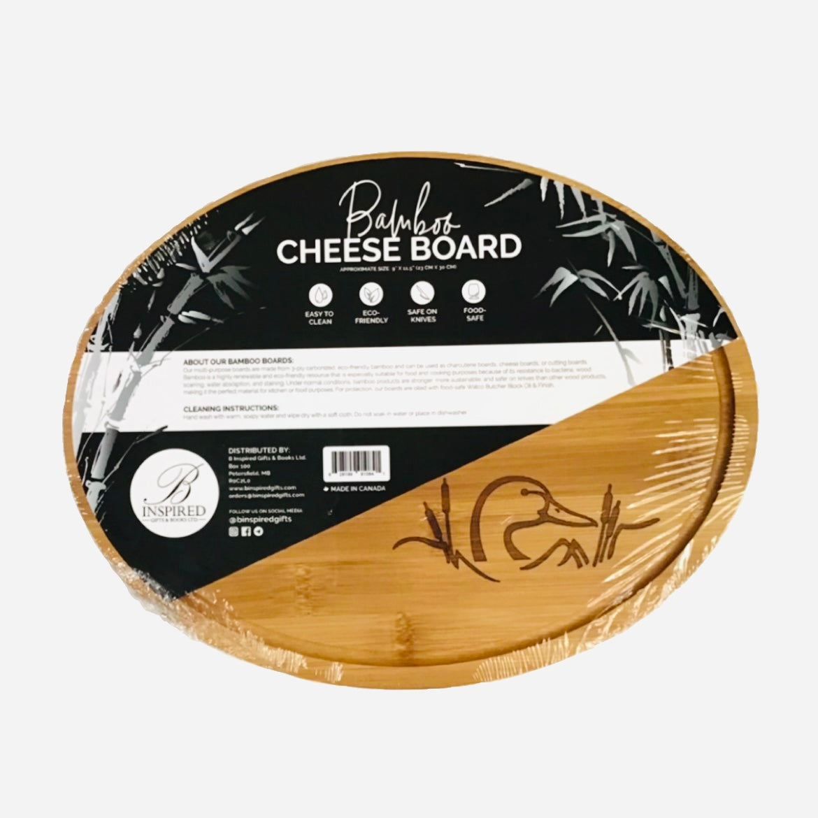 Manitoba-made circular Cheese Board (9" x 11.5")