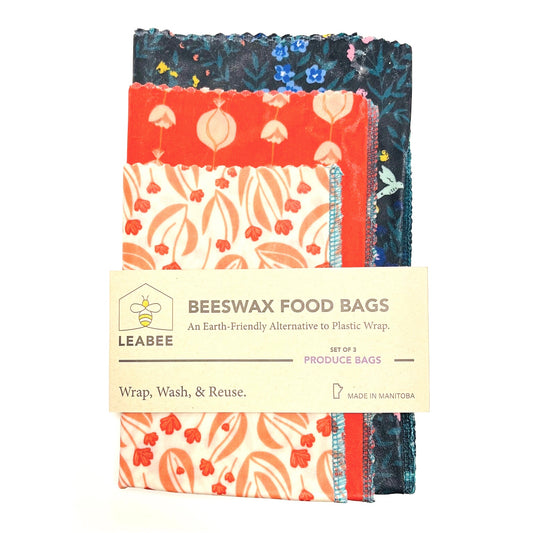 LeaBee BeesWax Food Bags - Red & Floral