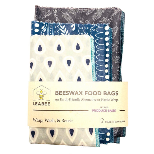 LeaBee BeesWax Food Bags - Blue & Grey