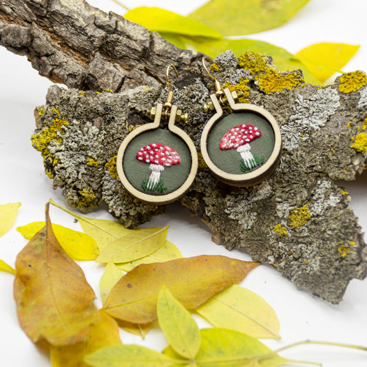 Embroidery Earrings Mushroom