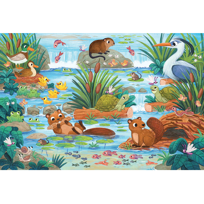 Beaver and Friends Rope Handle Floor Puzzle