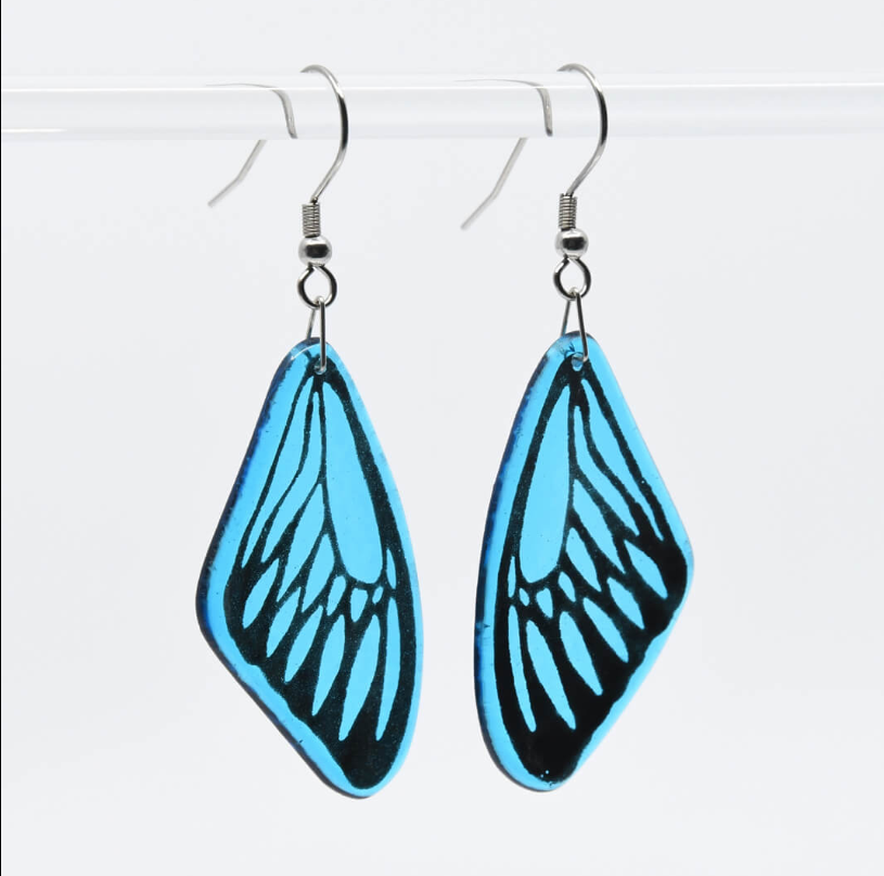Turquoise Glass Butterfly Wing Earrings - by Heather Dawson