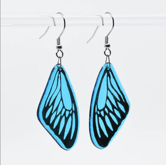 Turquoise Glass Butterfly Wing Earrings - by Heather Dawson