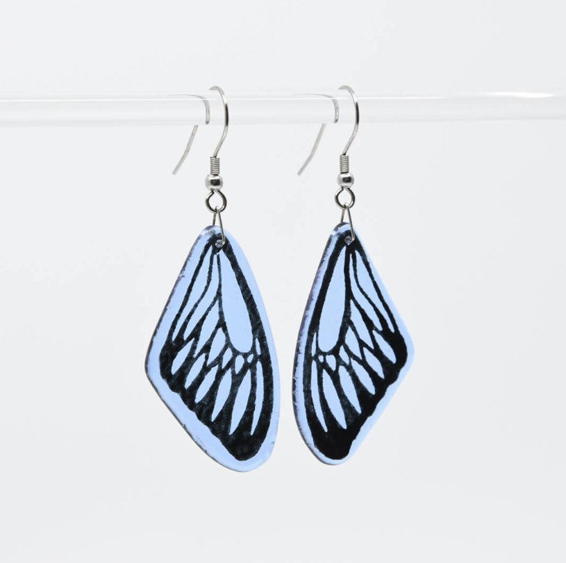 Lavender Glass Butterfly Wing Earrings - by Heather Dawson