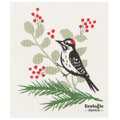 Forest Woodpecker Swedish Dishcloth