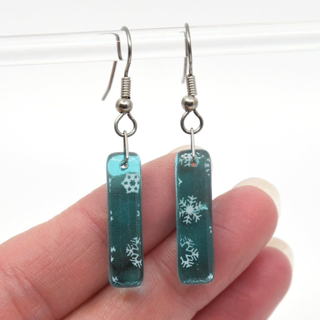 Glass Snowflake Earrings - by Heather Dawson