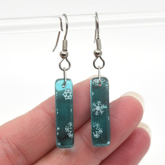 Glass Snowflake Earrings - by Heather Dawson