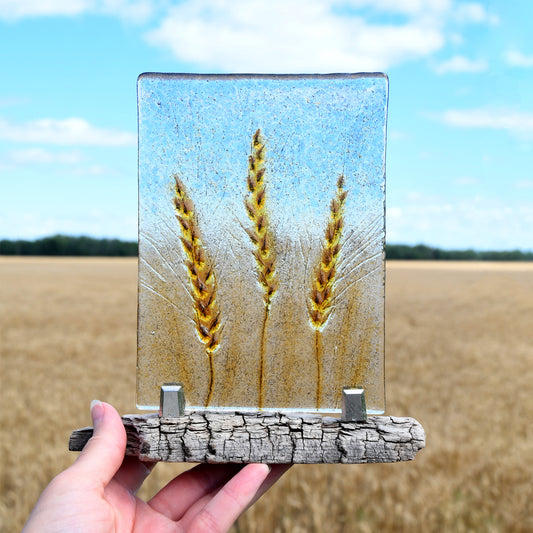 Fused Glass Suncatcher Standup - Wheat - by Heather Dawson