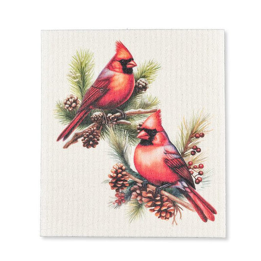 Cardinals and Pine Dishcloth