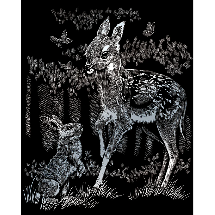 image of fawn and bunny engraving craft