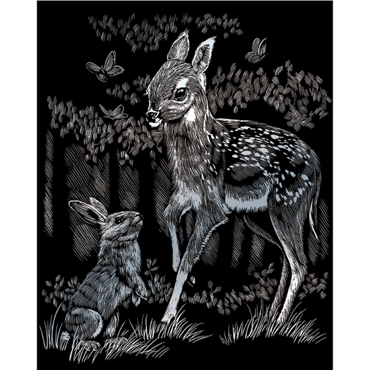 image of fawn and bunny engraving craft