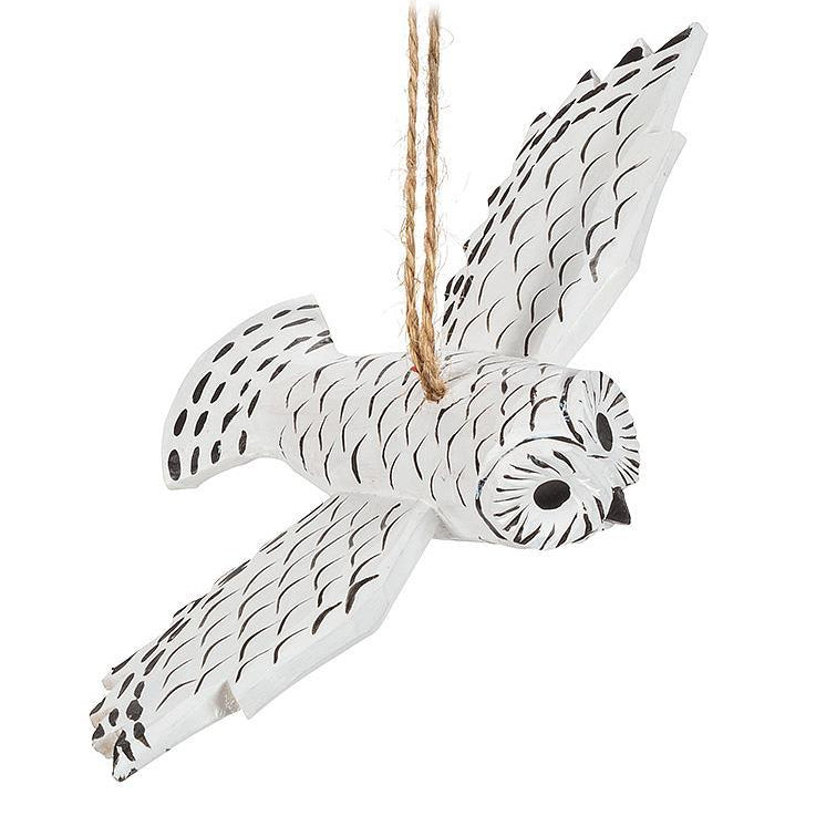 Flying Snowy Owl Ornament