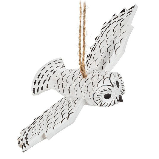 Flying Snowy Owl Ornament
