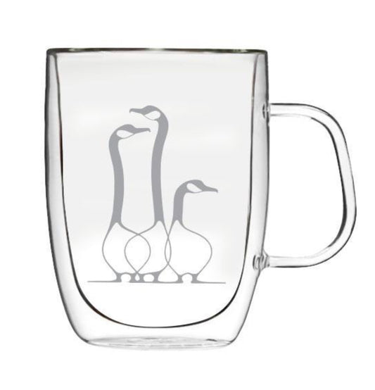 Indigenous Art  Double-Wall Glass Mug -  Friends