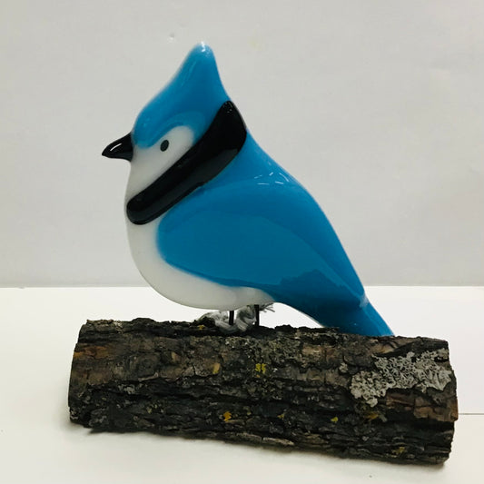 Fused Glass Blue Jay (L)