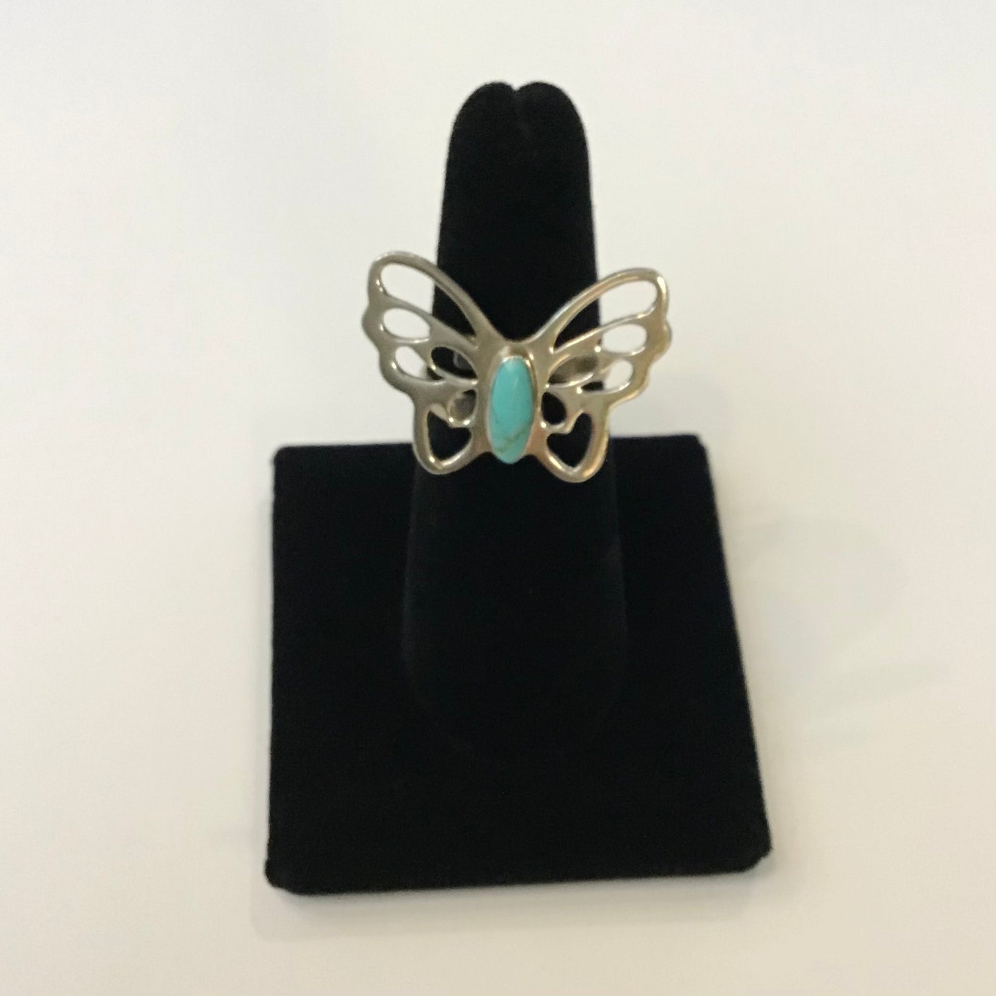 Light Turquoise Butterfly Silver Ring