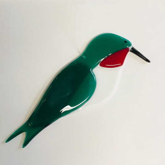 Hanging Fused Glass Bird - Hummingbird