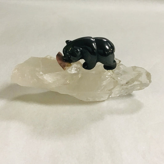 Hematite Bear on Quartz - Large