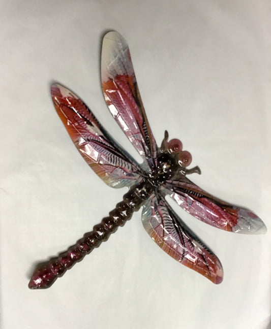 Metal Dragonfly Plq - Red