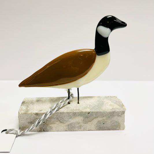 Fused Glass Birds on Tyndal Stone - Canada Goose